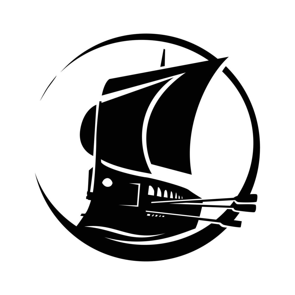 Ilustración de icono de logotipo de barco griego vector