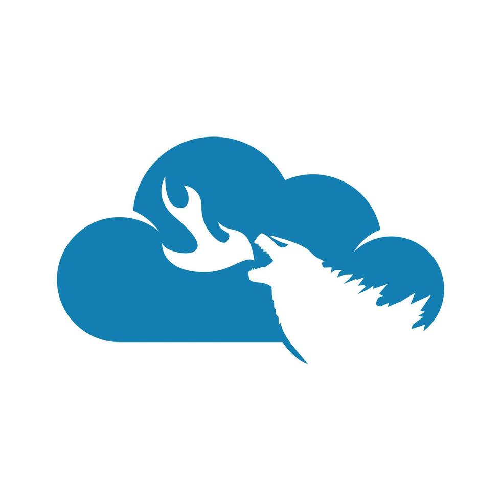 ilustración de icono de vector de nube y monstruo