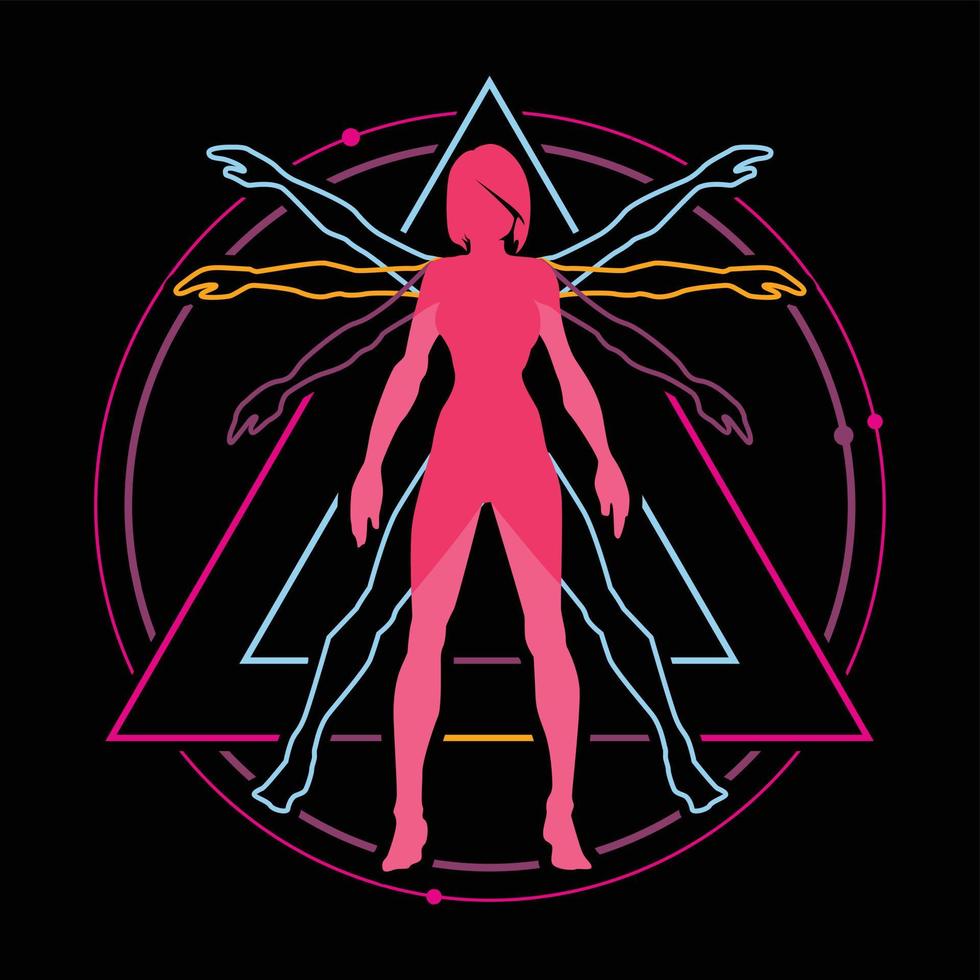 Cyberpunk style human evolution vector logo icon