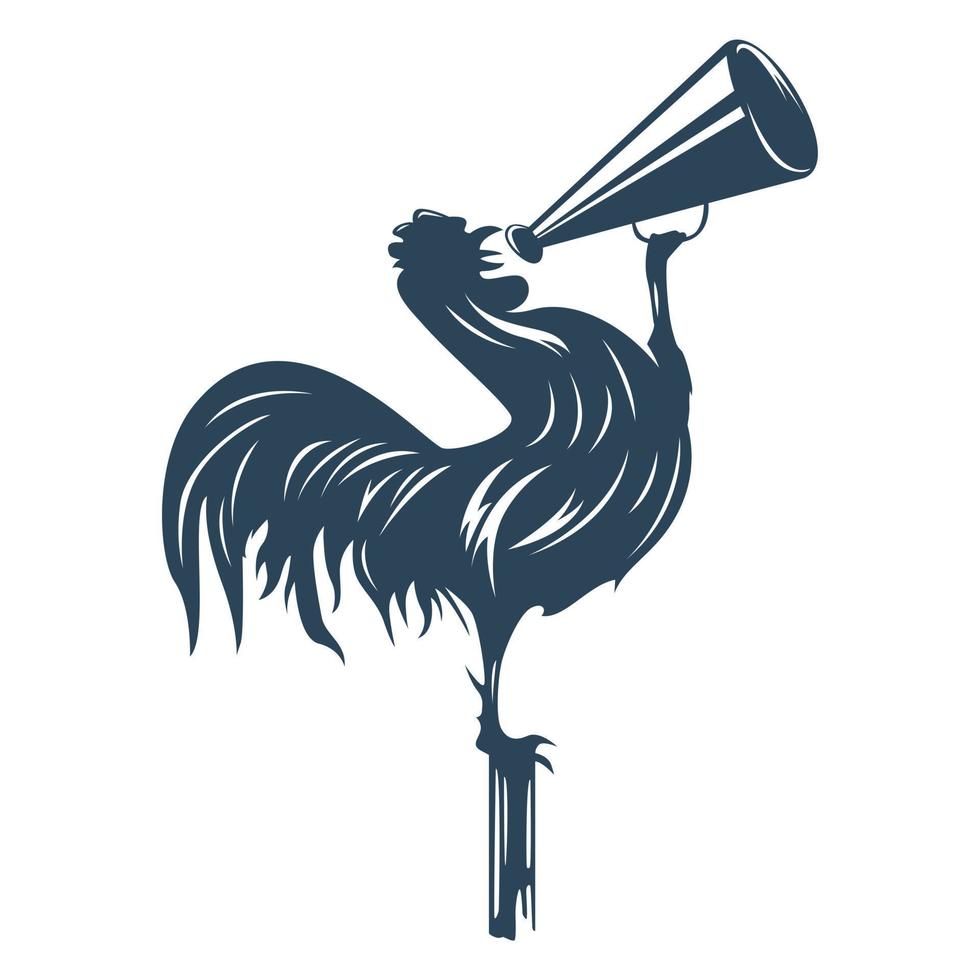 Vector icon illustration of a rooster crowing