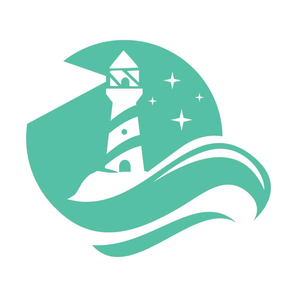 Blue lighthouse vector logo illustration