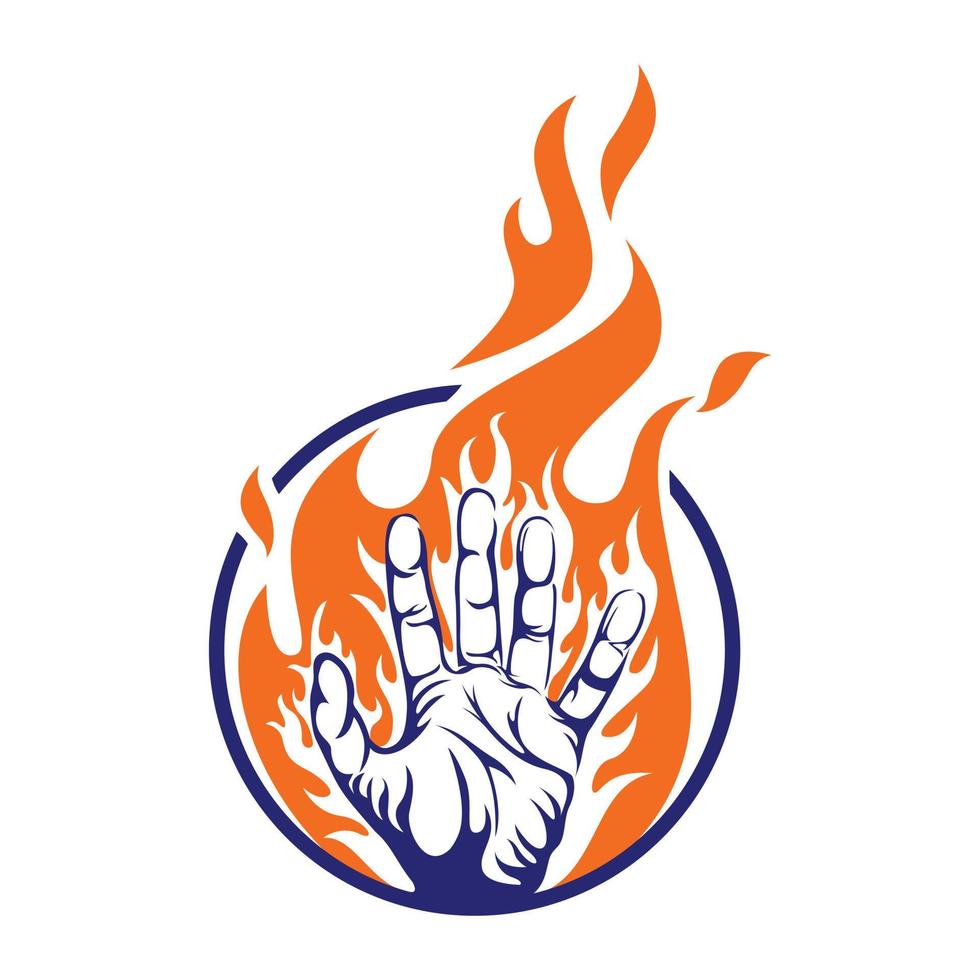 Orange burning hand vector illustration