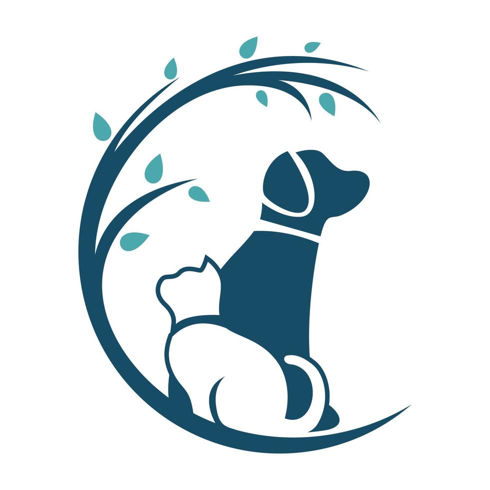 ilustración de logotipo de vector de mascota de perro y gato