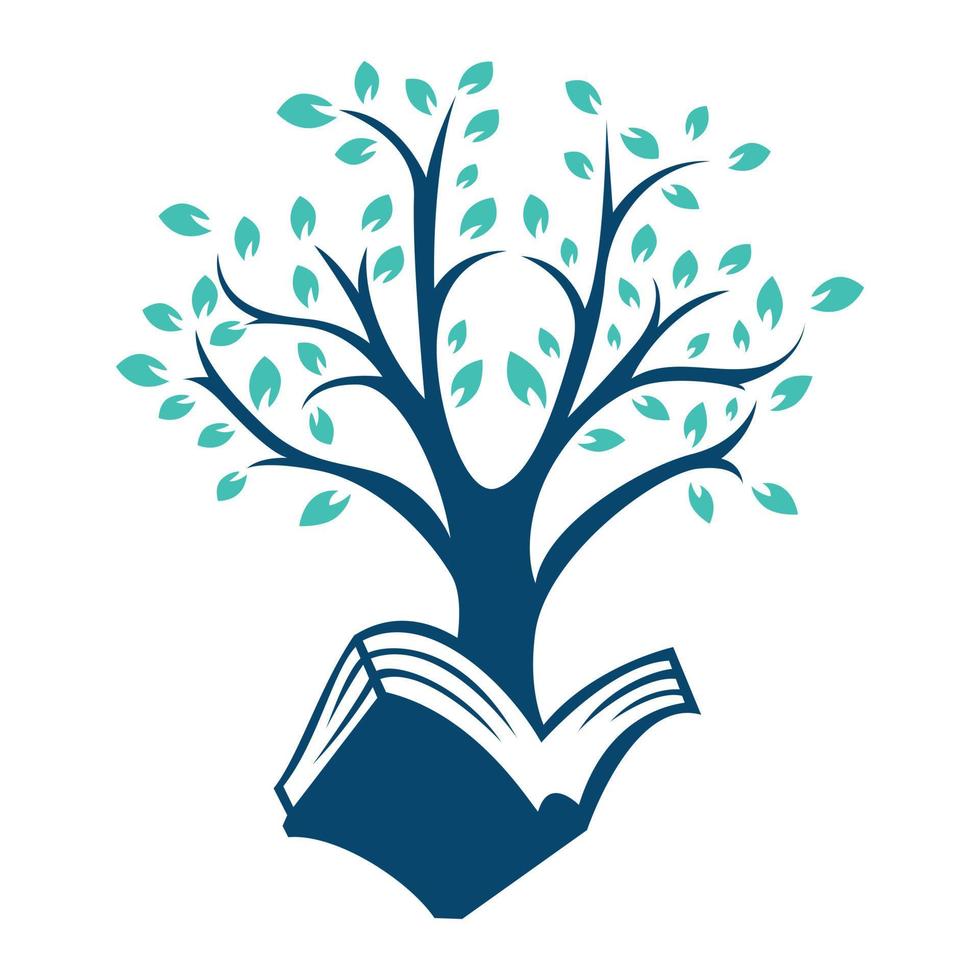 Vector logo illustration of a tree out of a book