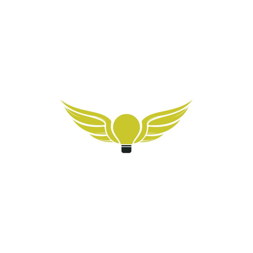 Abstract elegant bulb wings logo icon vector design. Universal creative idea negative space symbol. Smart education delivery vector sign.
