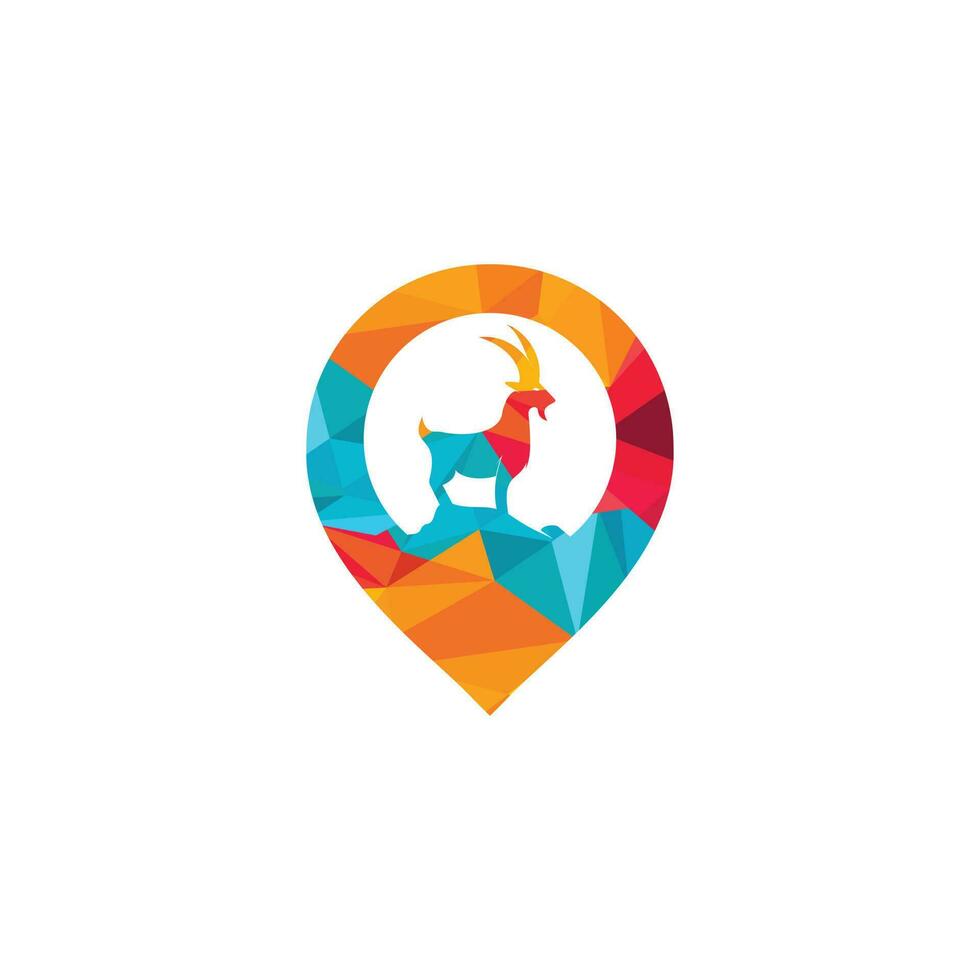 Goat location Logo Template vector design. A beard goat in a map pointer shape.