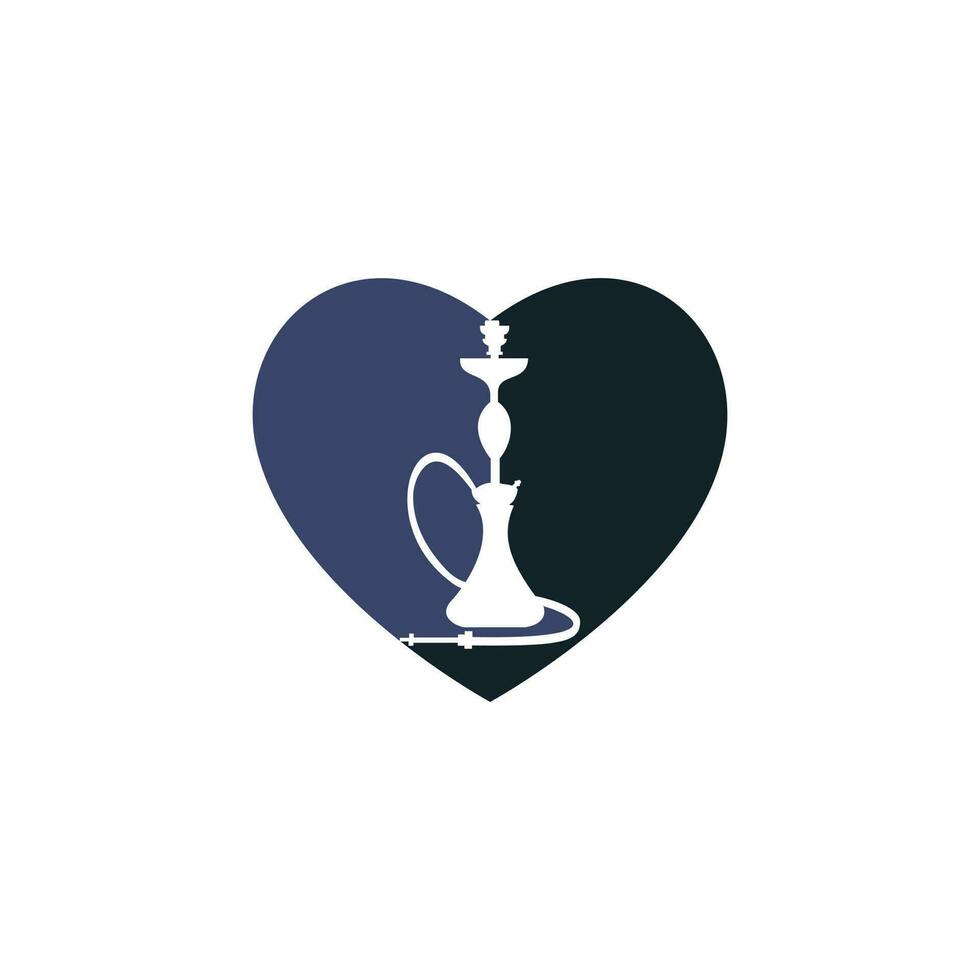 Hookah Heart logo design. Vintage sheesha logo. Lounge cafe emblem. Arabian bar or house, shop vector design template.