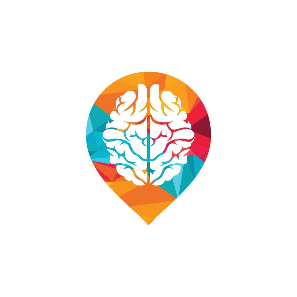 Think location logo. Brain with location pin logo design. vector