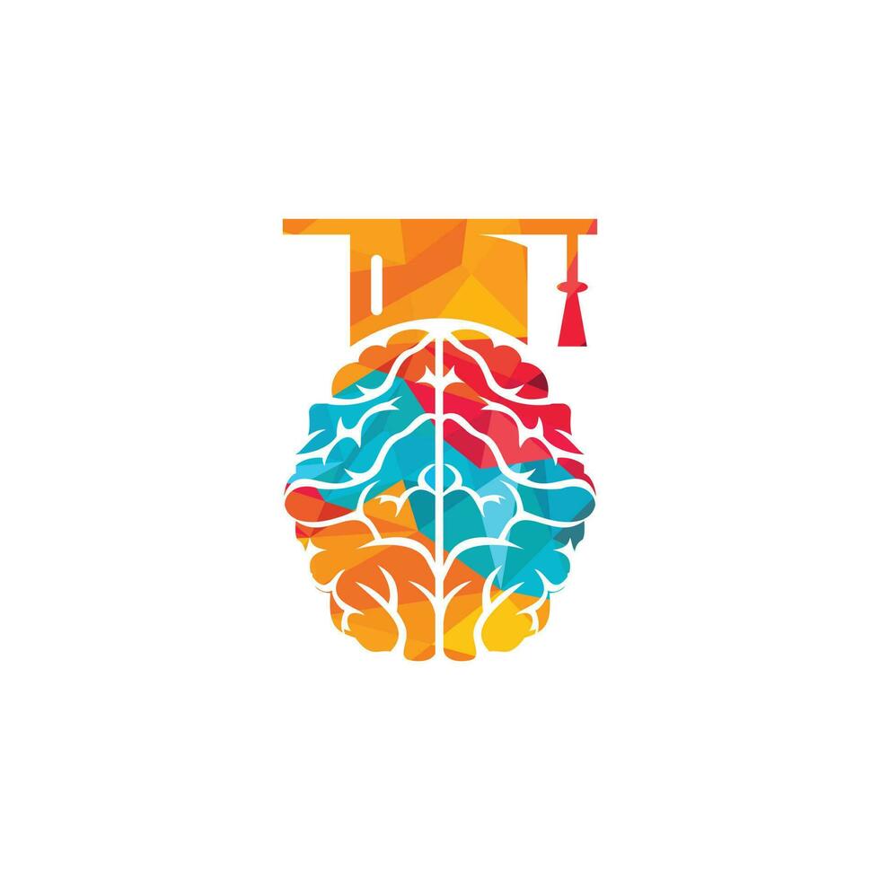 Brain and graduation cap icon design. Educational and institutional logo design. vector