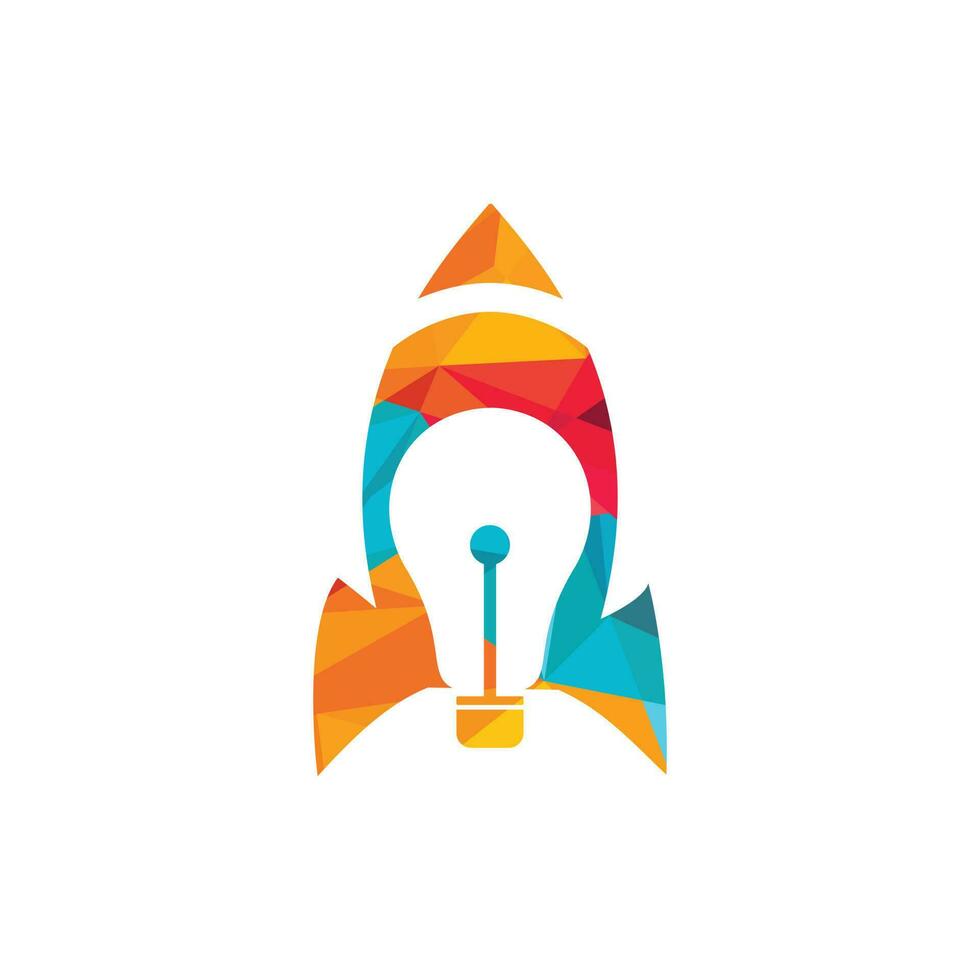 Rocket bulb vector log design. Rocket launching bulb Light bulb logo design.