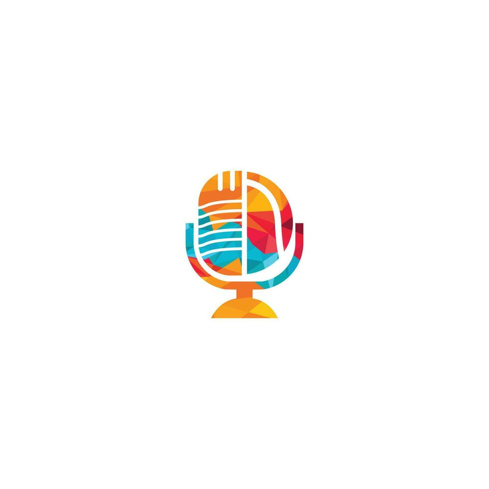 Tennis podcast logo design. Broadcast entertainment business logo template vector illustration.