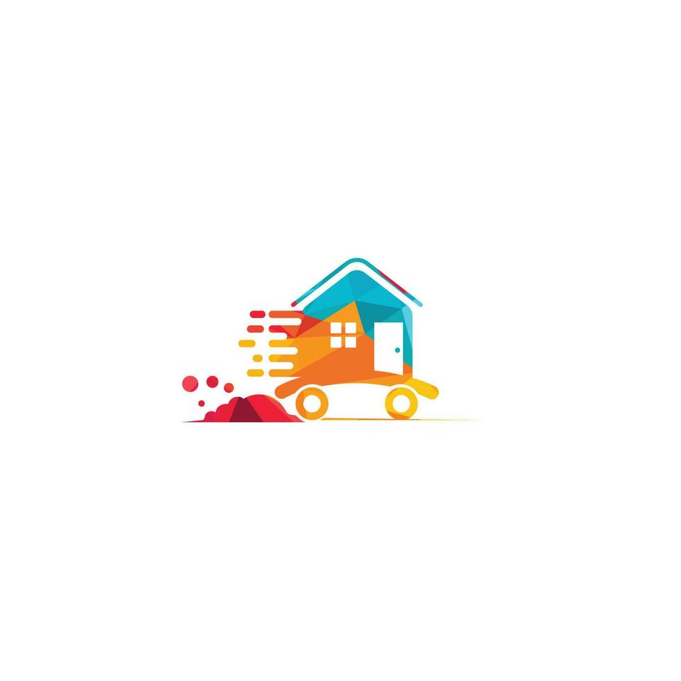 House moving company logo design. Home logo with moving symbols. vector