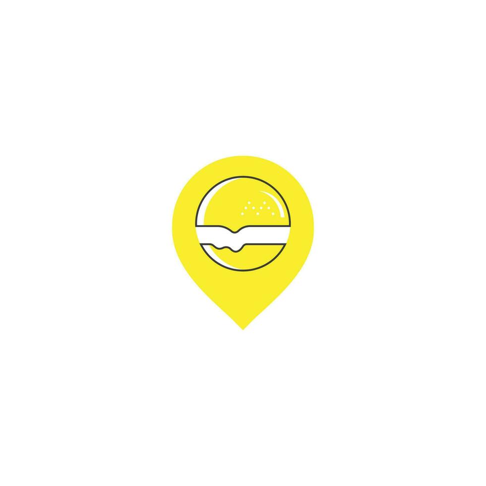 diseño del logotipo del restaurante pin burger. logotipo para restaurante, cafetería o pizzería. vector