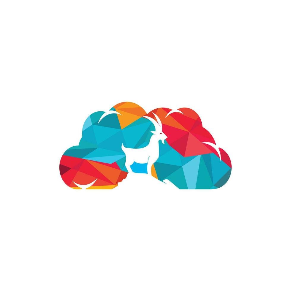 Goat Logo Template vector design. A beard goat in cloud shape logo concept.