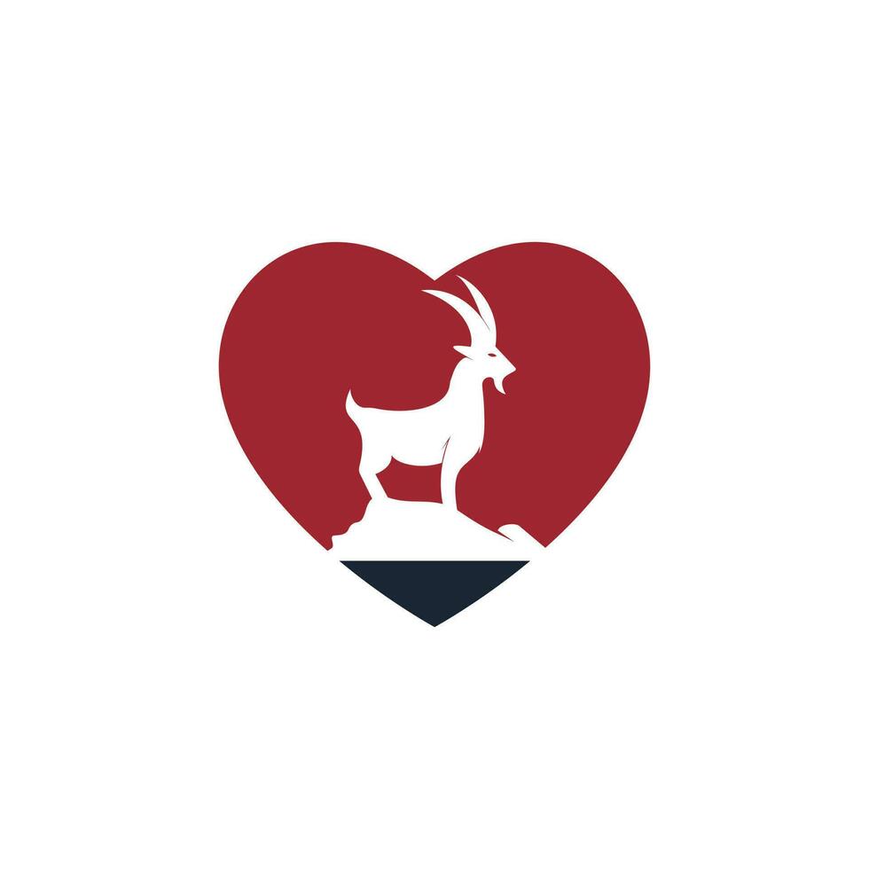 Love Goat Logo Template vector design. A beard goat logo concept.