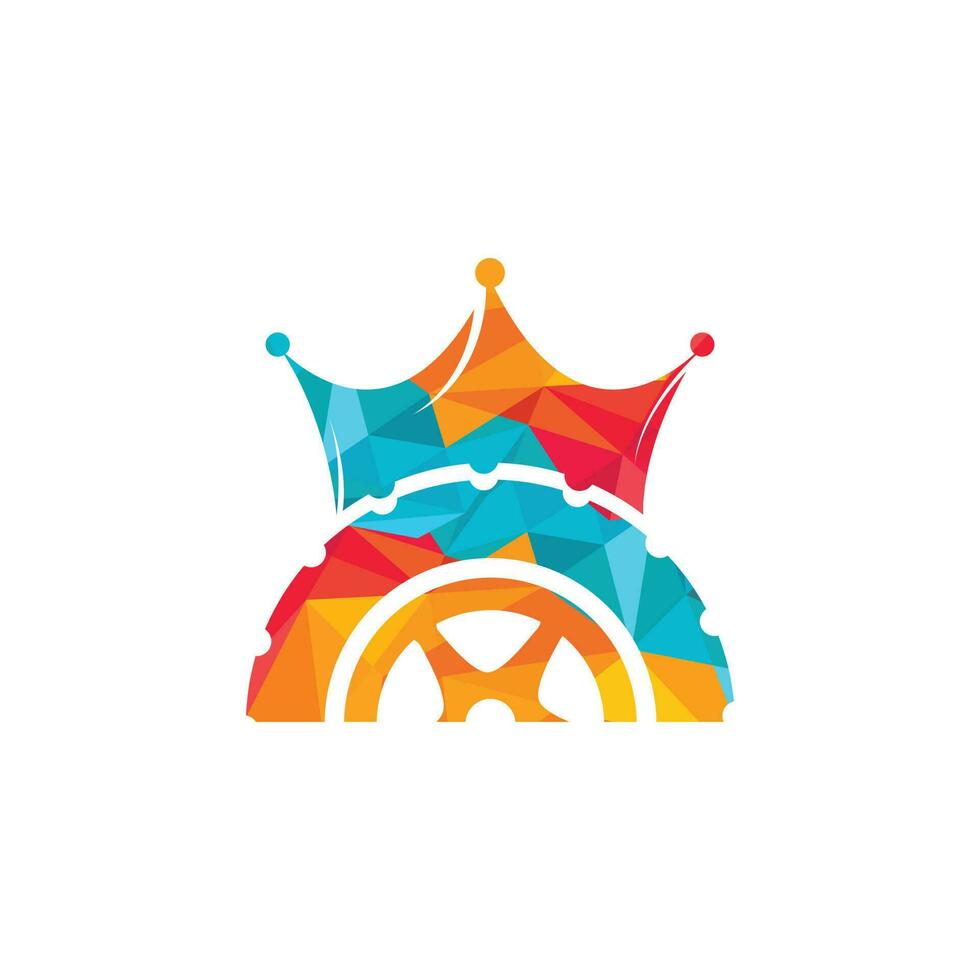 diseño del logotipo vectorial del rey de los neumáticos. logotipo de neumático de corona. vector