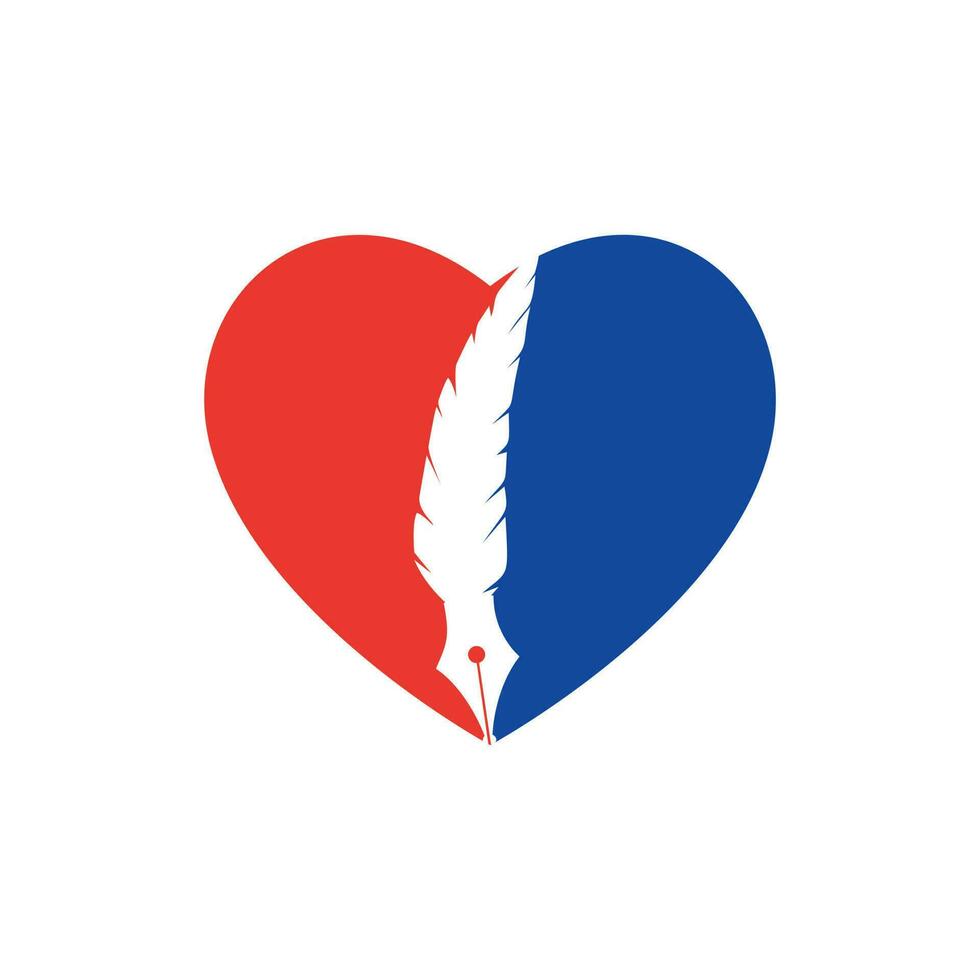 Feather and heart logo design. Educational and institutional logo design template. vector