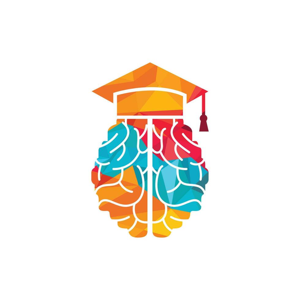 Brain and graduation cap icon design. Educational and institutional logo design. vector