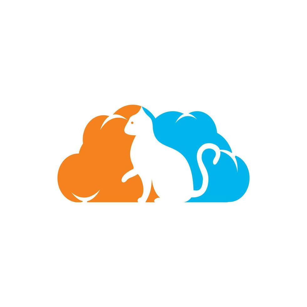 diseño de logotipo vectorial de gato en la nube. vector