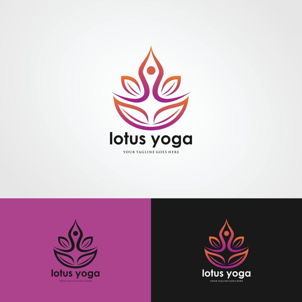 Human Yoga With Lotus Logo Design Template. vector