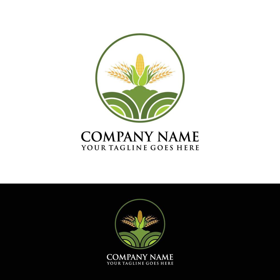 vector logo design for agriculture, agronomy, wheat farming, rural farming fields, natural harvest