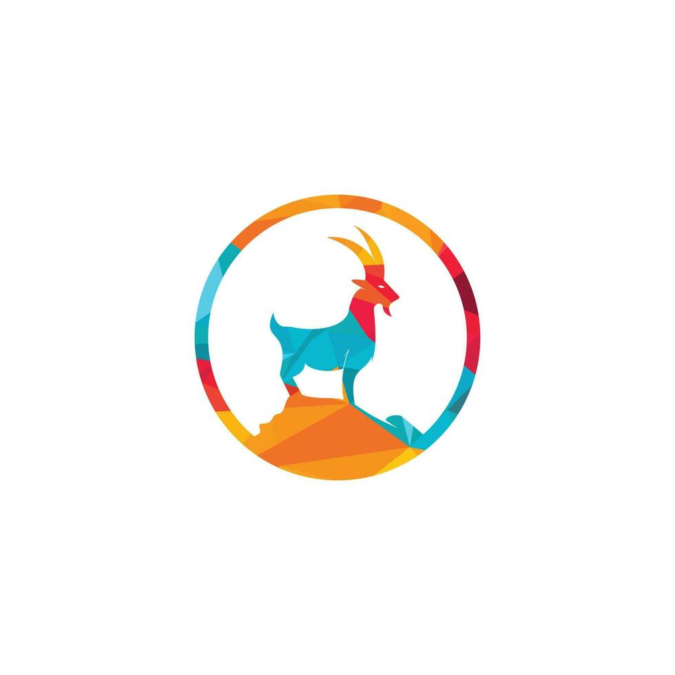 Goat Simple Logo Template Design. Mountain goat vector logo design.