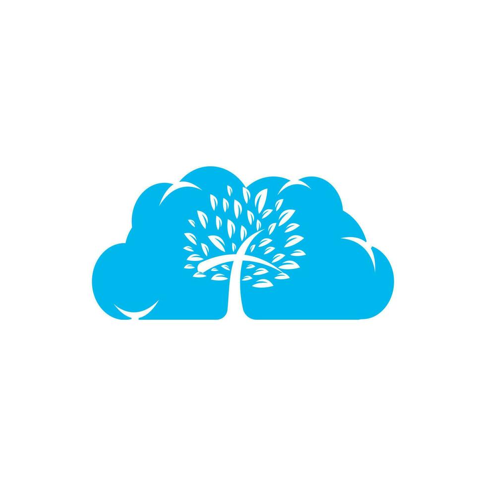 diseño del logotipo de la nube de la iglesia del árbol. vector
