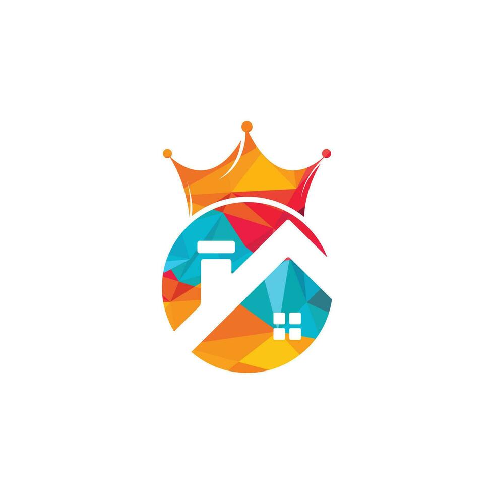 diseño del logotipo del vector del rey del hogar. concepto creativo de diseño del logotipo del vector de la casa y la corona.