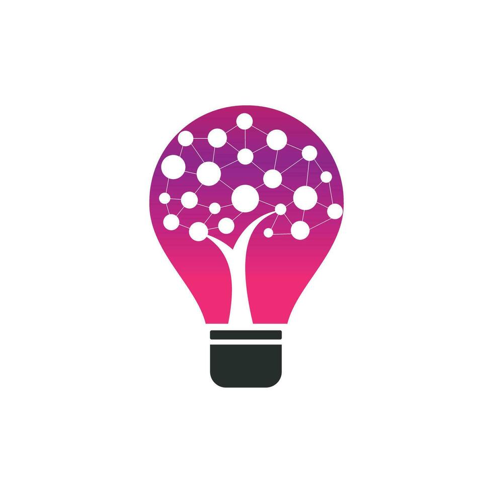 Plantilla de inspiración de símbolo de icono de logotipo de idea de bulbo de árbol tecnológico. tecnología, naturaleza, inalámbrica, internet, plantilla de logotipo de vector de red.