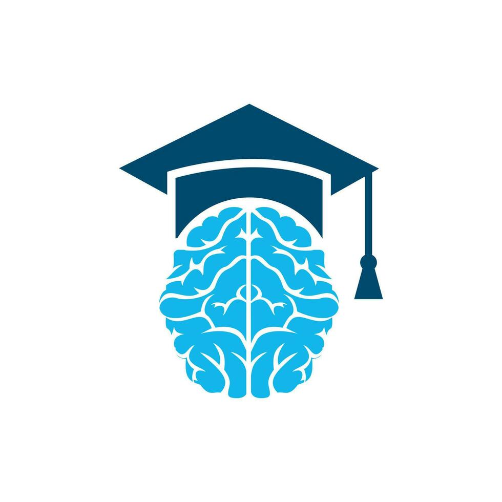 diseño de iconos de cerebro y gorra de graduación. diseño de logotipo educativo e institucional. vector