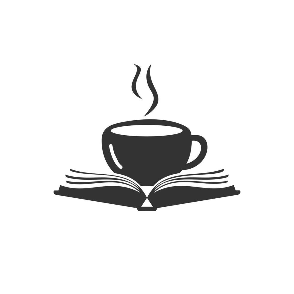Coffee book vector logo design. Tea Book Store Iconic Logo.