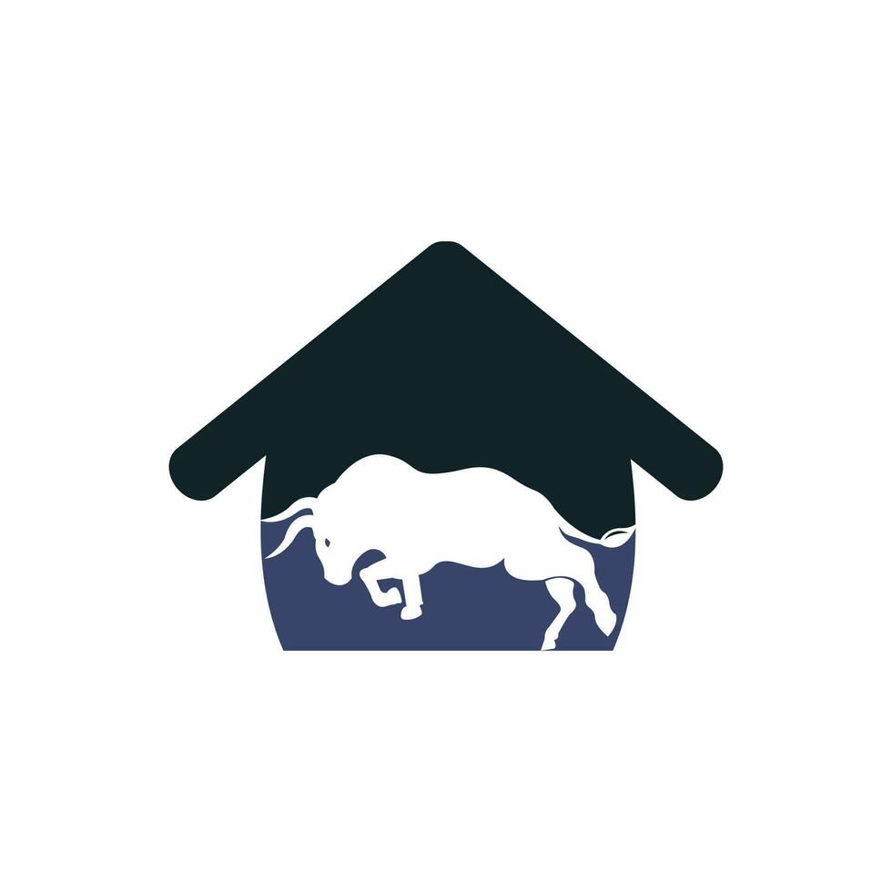 Bull house vector logo design.