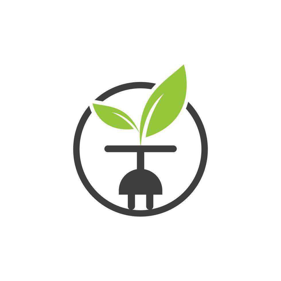 Eco Plug vector logo design. Leaf plug energy logo concept.