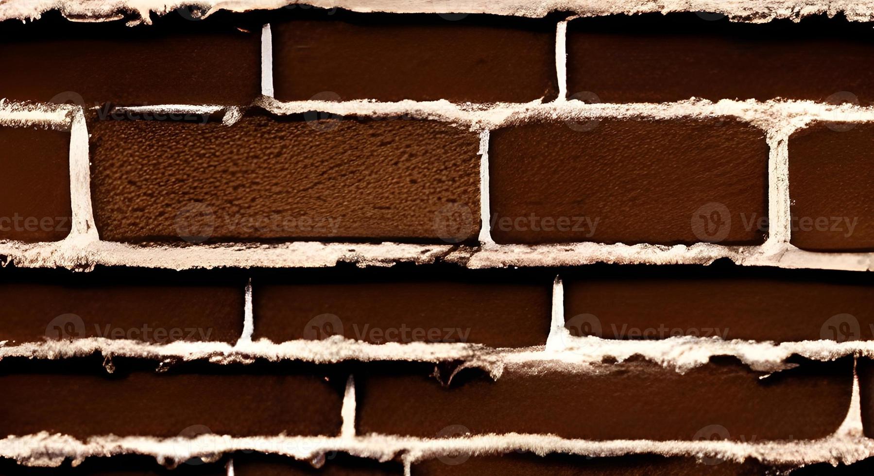 Brick wall with brown brick, brown brick background. photo