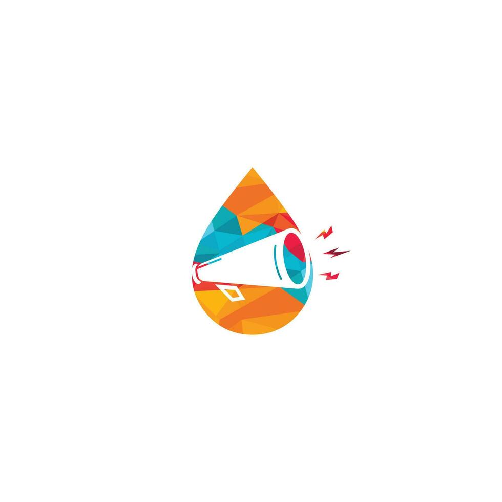 Megaphone and water drop logo design. vector