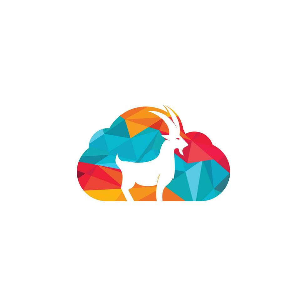 Goat Logo Template vector design. A beard goat in cloud shape logo concept.