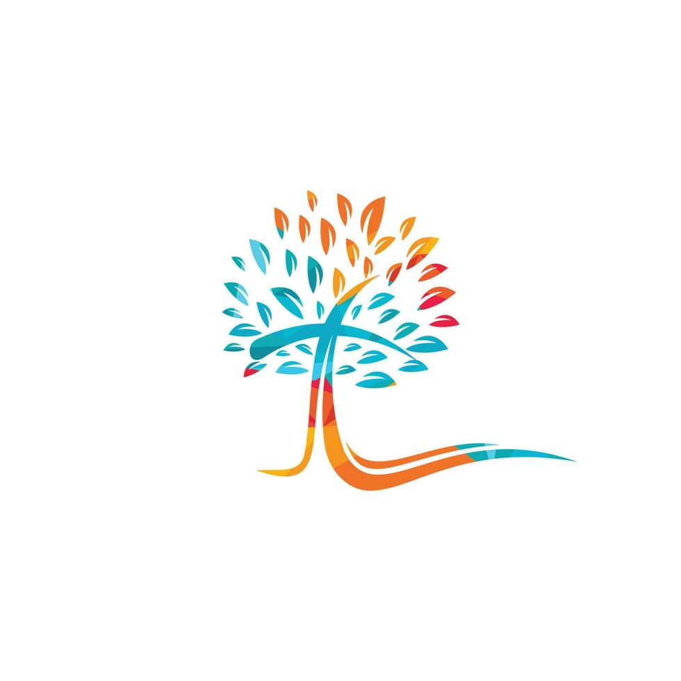 Tree religious cross symbol icon vector design.