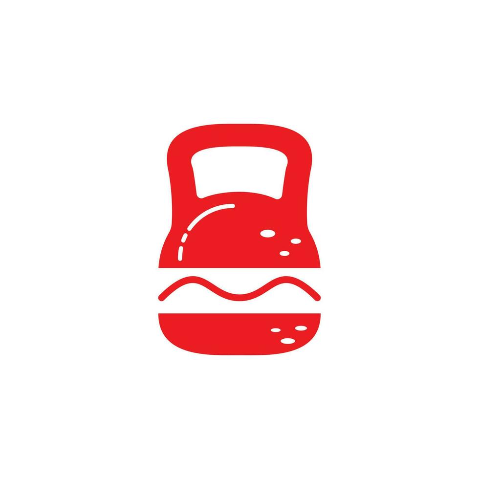 diseño de logotipo de vector de hamburguesa fuerte. icono de pesa y hamburguesa.