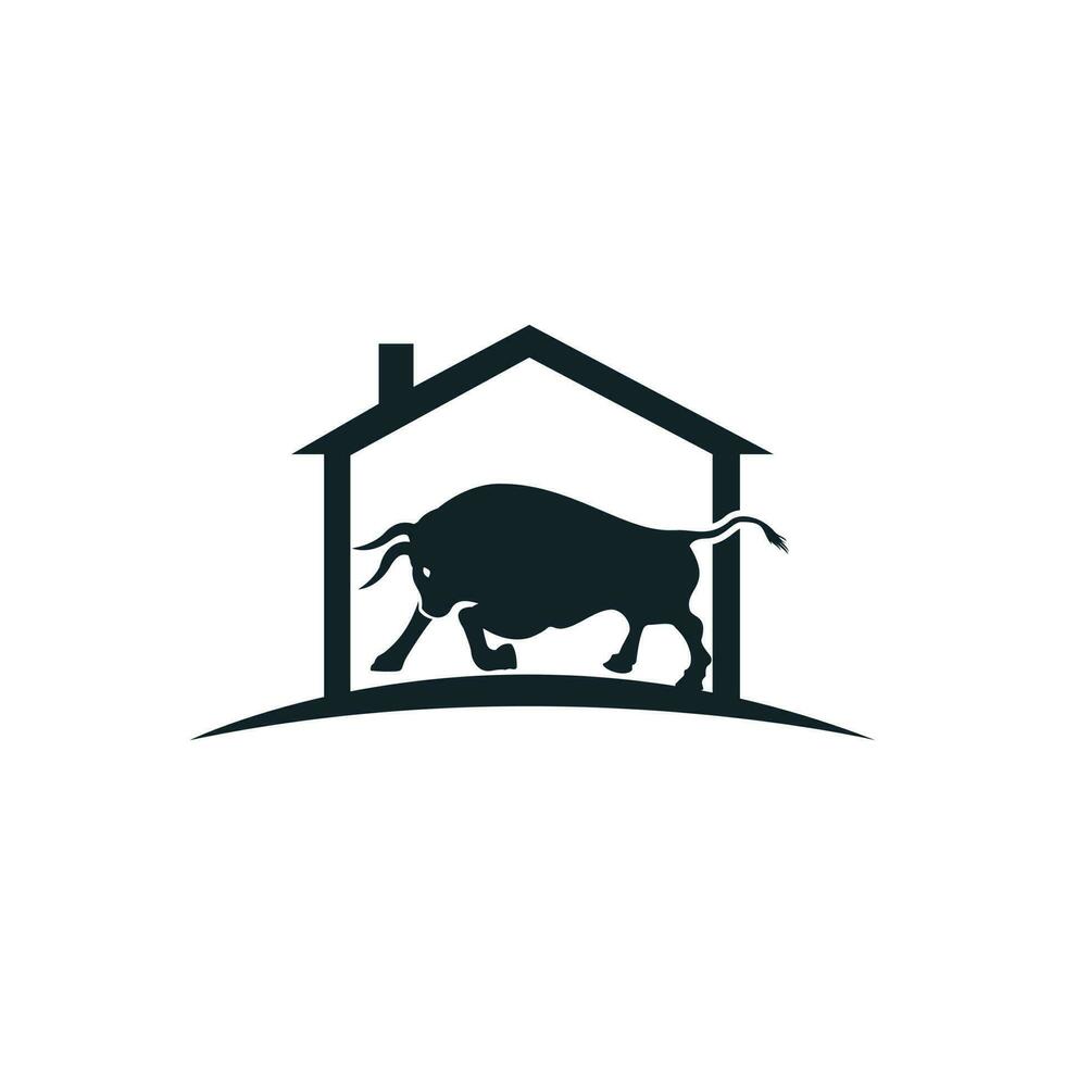 Bull house vector logo design.