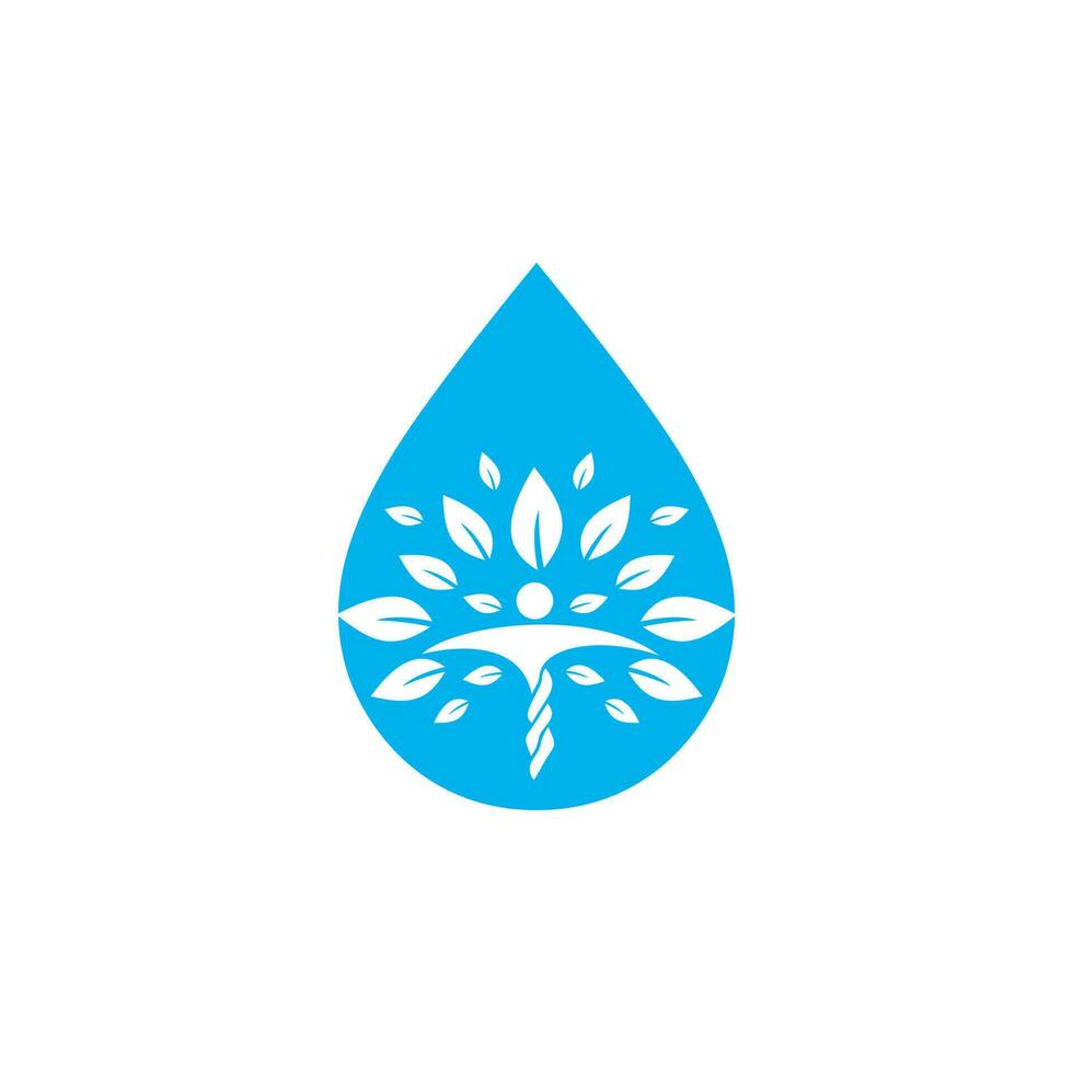 Water drop with human tree icon vector logo design. Nature plant water spring logo water drop natural design vector.