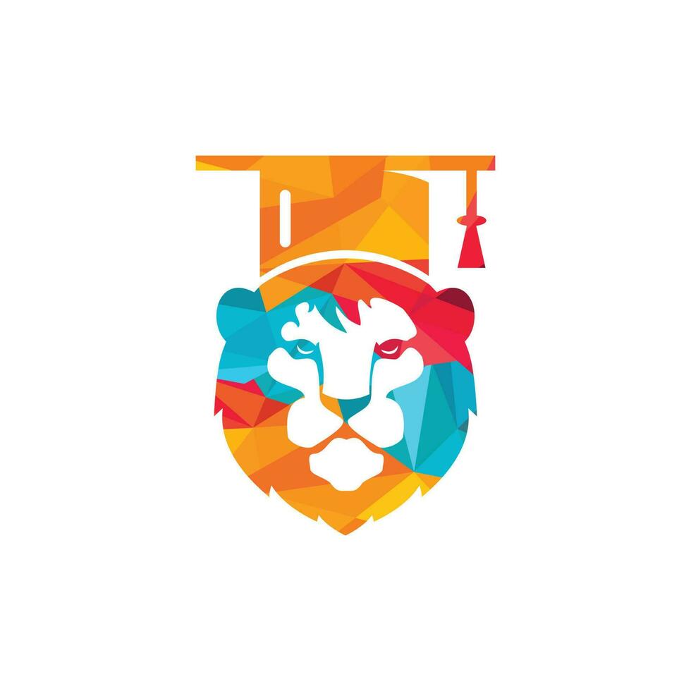 Lion Student vector logo design. Lion academy logo concept.