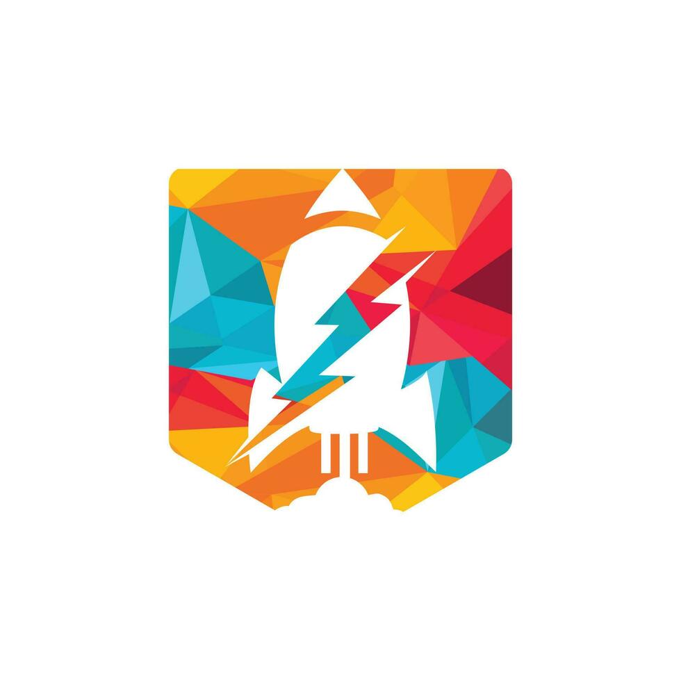 diseño de logotipo de vector de cohete eléctrico. icono del logotipo de cohete y rayo.