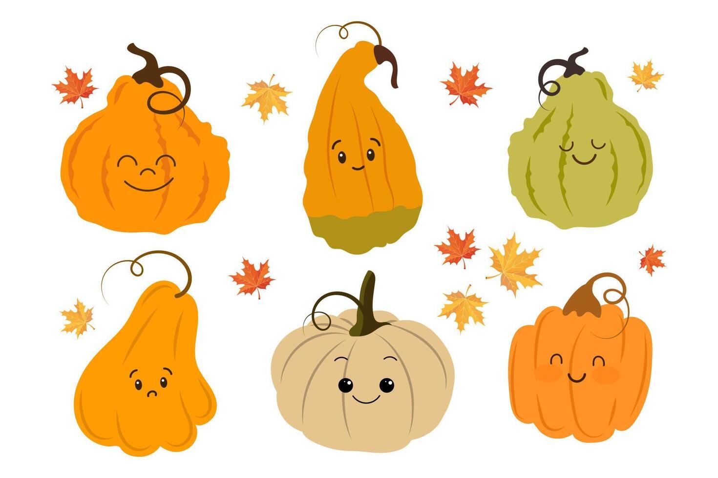 conjunto de calabazas de dibujos animados en estilo plano sobre fondo de hojas de arce. ilustración de otoño, vector 11470788 Vector en Vecteezy conjunto de calabazas de dibujos animados en estilo plano sobre fondo de hojas de arce. ilustración de otoño, vector 11470788 Vector en Vecteezy
