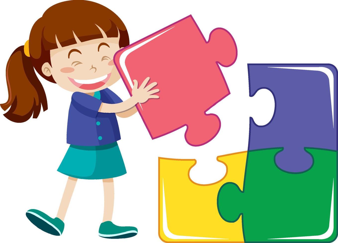 A girl with jigsaw pieces vector