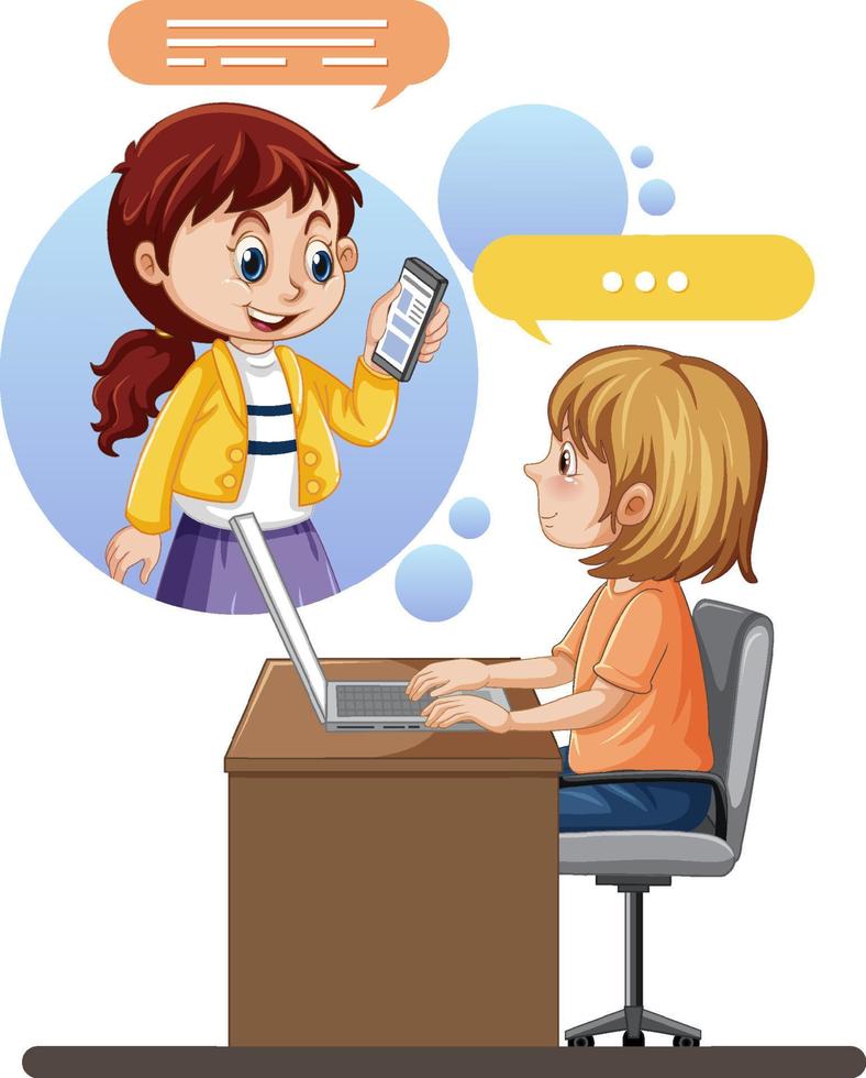 A girl browsing social media vector