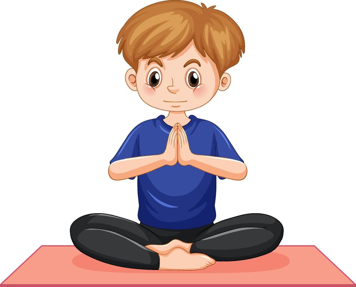 A man doing yoga cartoon character vector