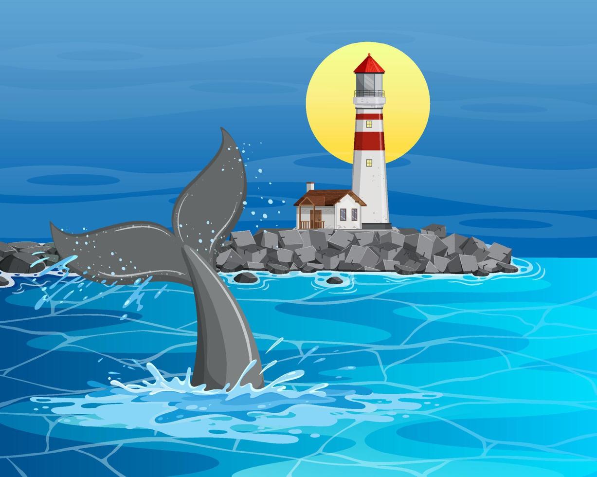 A tail of whale in the water vector
