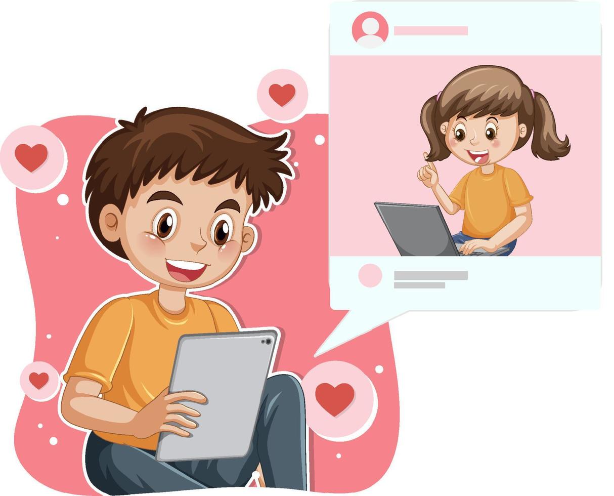 A man browsing social media vector