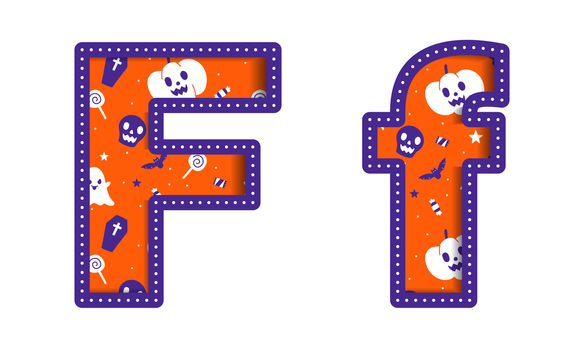 Cute Happy Halloween F Alphabet Capital Small Letter Party Font