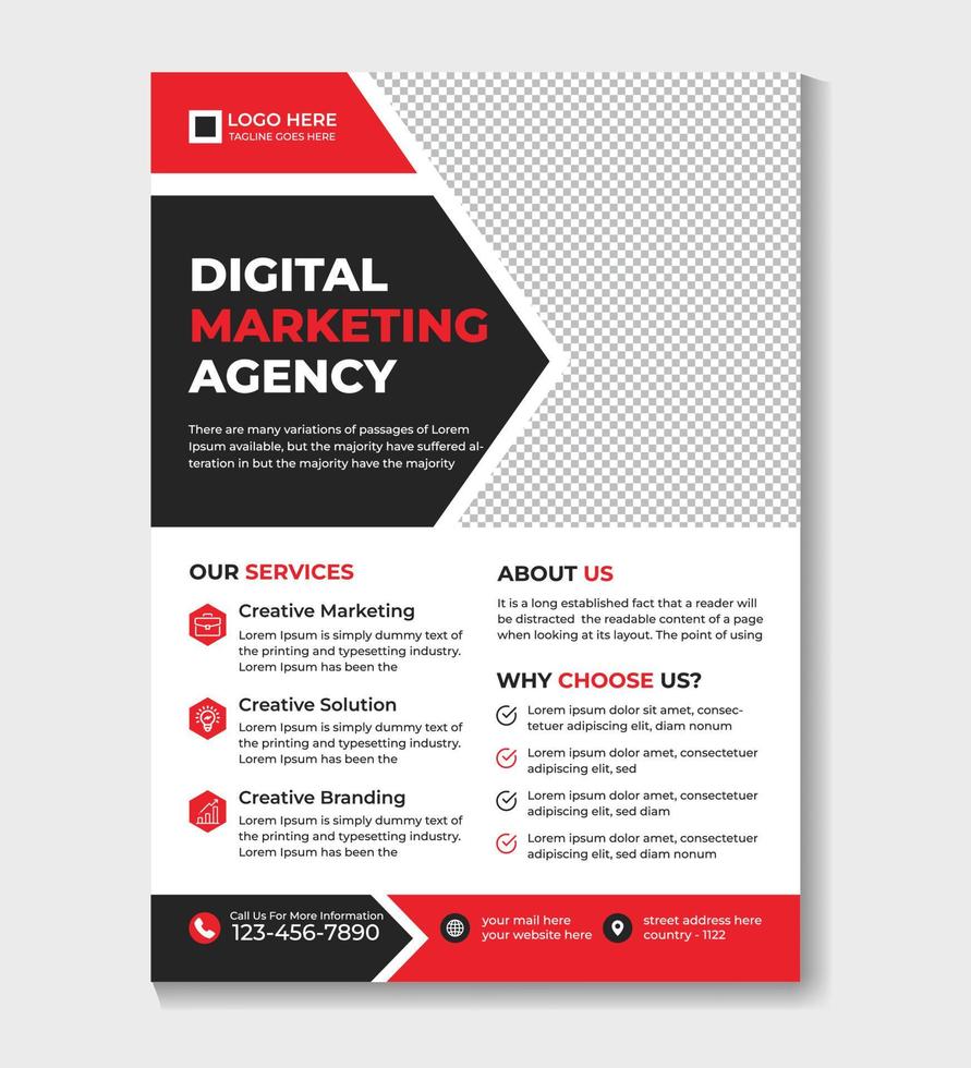 Corporate business flyer template design. digital marketing agency flyer, business marketing flyer. grow your business digital marketing new flyer. digital marketing flyer Free Vector